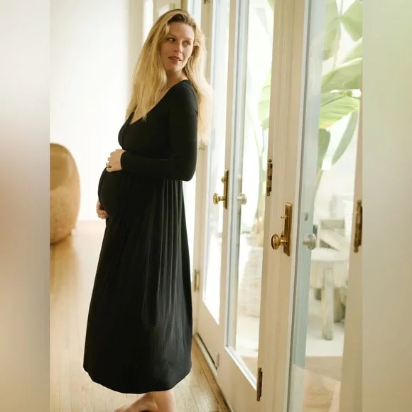 fitted lace wedding dress Hatch Collection Maternity The Softest Rib Nursing Friendly Dress